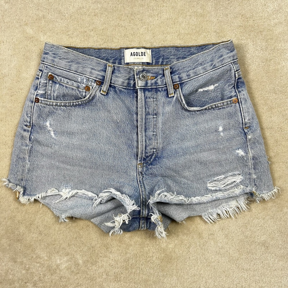 Agolde Shorts Women's 24 Denim Parker High Rise Frayed Hem Jean